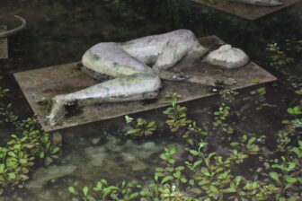 the installation in the water of Fonte delle Fate in Poggibonsi in Tuscany, Italy