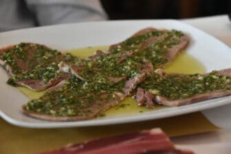 tongue for the starter at Ristorante Italia, the restaurant in Poggibonsi in Tuscany, Italy