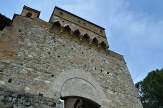 the gate to the old town in San Gimignano in Tuscany, Italy