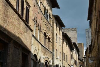 the main street in San Gimignano in Tuscany, Italy