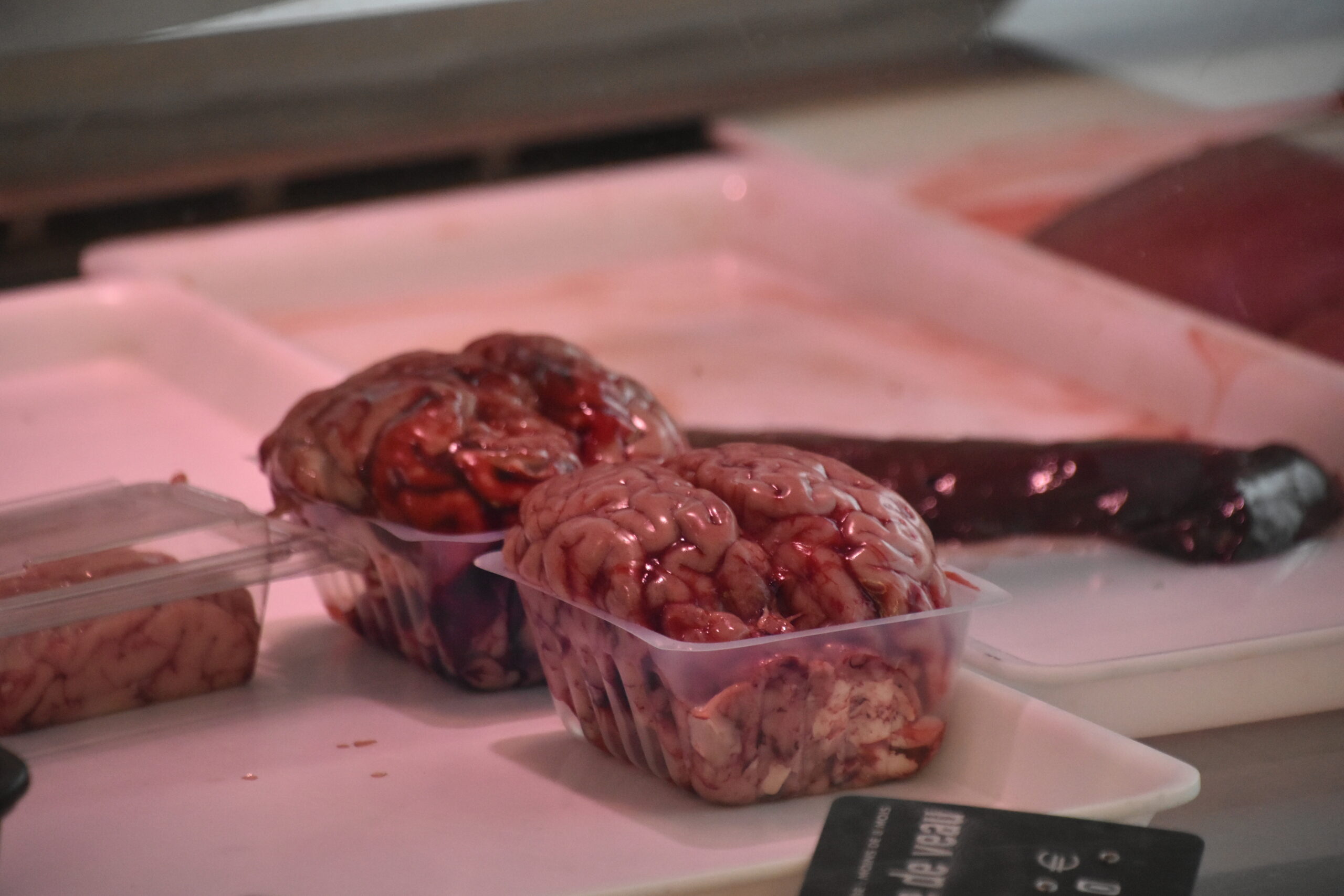 calf's brain sold in the market in Fontainebleau in France