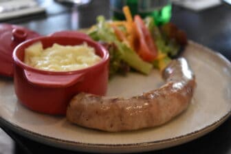 sausage at Le Franklin, a bistro in Fontainebleau, France