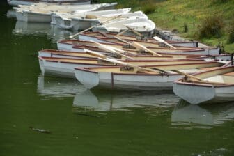 pond of Fontainebleau Palace with boats