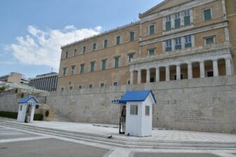guards' boxes in Athens, Greece