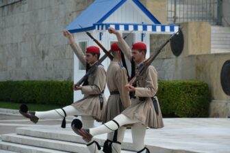 one scene of the changing the guards in Athens, Greece