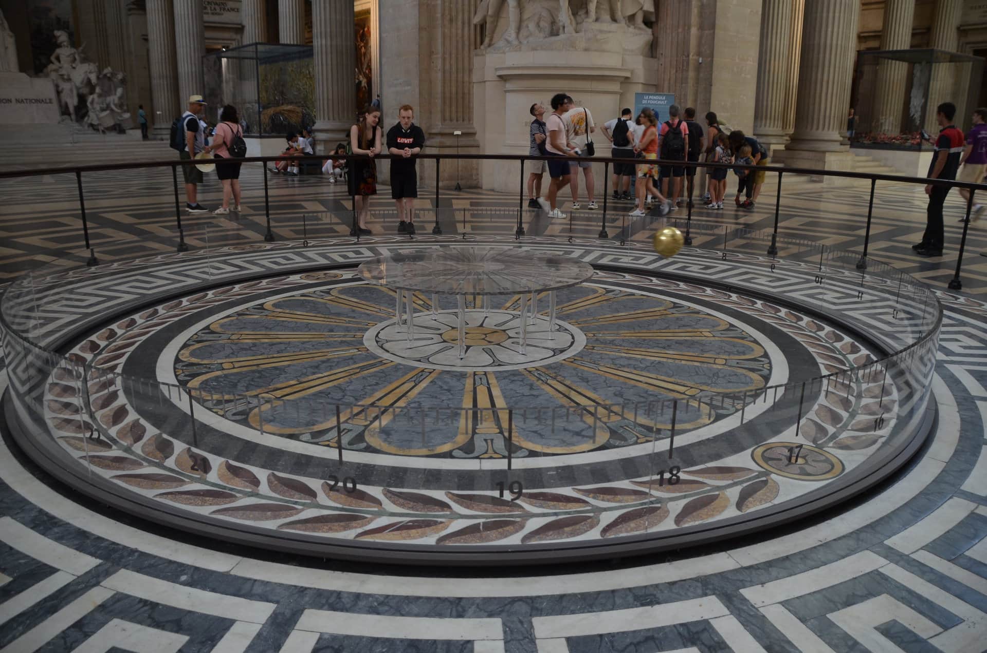 a replica of Foucault's pendulum in Pantheon in Paris, France