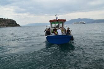 the boat to and from Bourtzi Fort in Nafplio, Greece