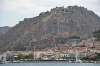 Nafplio town seen from Bourtzi Fort in Greece