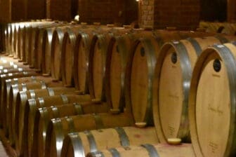 barrels in Ktima Skouras, a winery near Argos, Greece