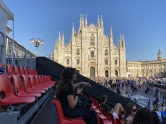 the audience seats for "OnDance" event in Piazza del Duomo in Milan, Italy