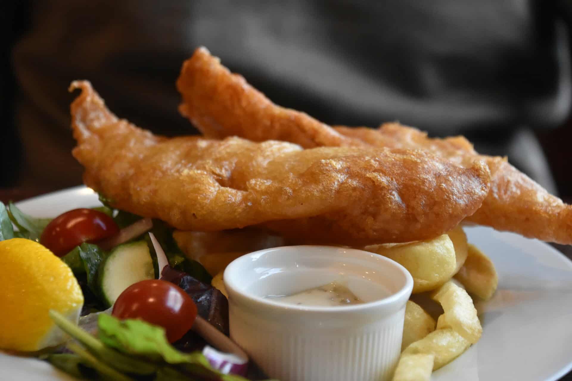 fish and chips served at the Castlebay Hotel restaurant on Barra Island, Scotland