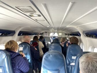inside the aeroplane heading to the beach of Barra Island in Hebrides, Scotland