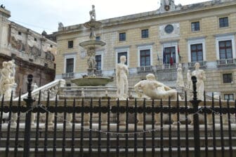 the Pretoria Fountain in Piazza Pretoria in Palermo, Sicily in Italy
