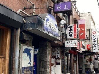 a typical Japanese bar alley seen in Kameido in Tokyo