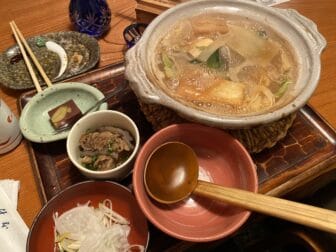 clam hot pot at the restaurant called Masumoto in Kameido in Tokyo, Japan