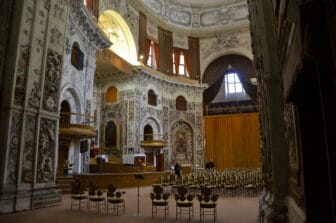 the oval-shaped room of Chiesa di Santissimo Salvatore in Palermo, Sicily in Italy