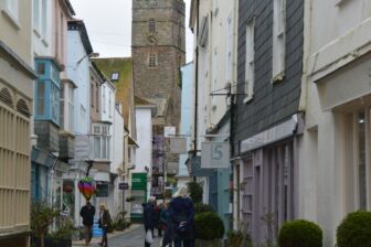 a street in Dartmouth, southwest England