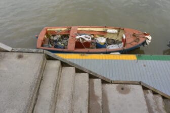 a moored boat in Dartmouth, southwest England, the UK