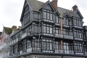 a large historic house in the old town of Dartmouth, southwest England