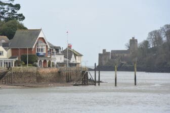 the view around the river mouth in Dartmouth, southwest England