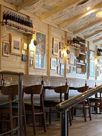 interior of Rockfish, a restaurant in Dartmouth in southwest England