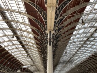 the ceiling of Paddington station in London