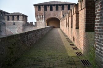 the castle wall of Rocca Sforzesca Castle in Soncino, Lombardy in Italy