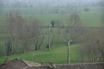 peaceful countryside scene seen from Rocca Sforzesca Castle in Soncino, Lombardy in Italy