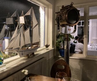 interior of The Cary Arms, a restaurant in Torquay, in southwest England