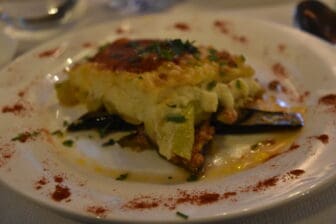 moussaka served as Albanian food in Berat, Albania