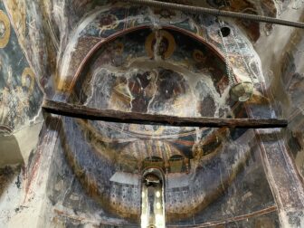 inside the Church of Mary Bleherna in Berat in Albania