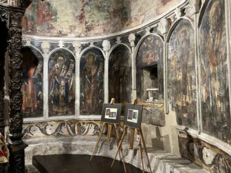 frescoes in the church which houses the icon museum in Berat in Albania