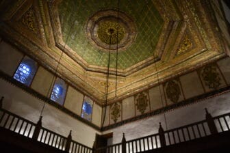 green ceiling of Ahmed Pasha Tekke, an Islamic building in Berat, Albania