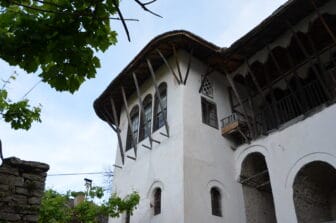 the exterior of House of Skenduli, a traditional house in Gjirokaster in Albania