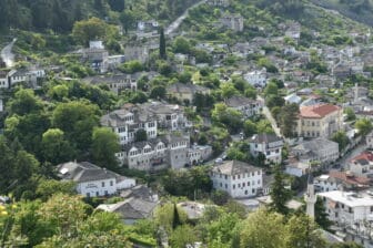 the town of Gjirokaster seen from the castle