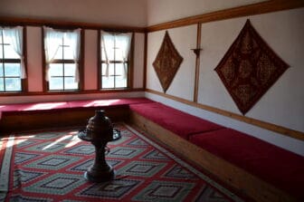 traditional room shown in the ethnographic museum in Gjirokaster, Albania