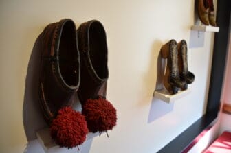 shoes on display in the ethnographic museum in Gjirokaster, Albania