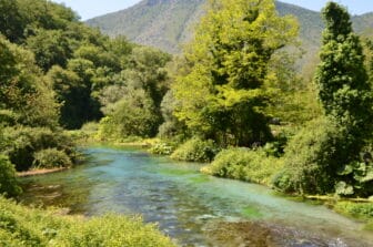 Bistrica River flowing from Blue Eye in Albania