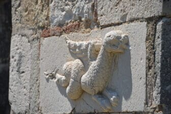 the carving on the wall of the Church of St. Nicola in Mesopotami in Albania