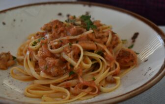 seafood pasta we had in Saranda, Albania