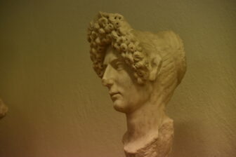 a statue of a woman's head in Apollonia in Albania