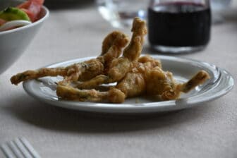 the fried frogs in the restaurant near Ardenica Monastery in Albania