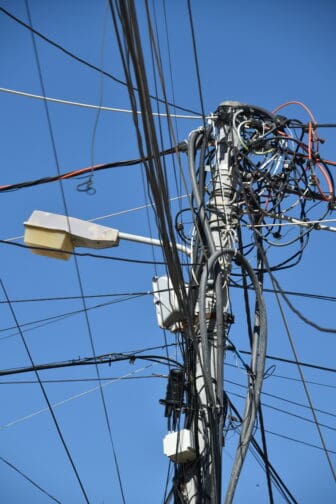 tangled electric wires in Durres in Albania