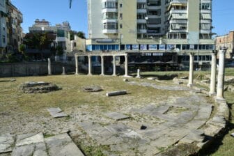 the ruin of Roman Forum in Durres in Albania