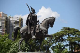 equestrian statue of Skanderbeg in Skanderbeg Square in Tirana, Albania