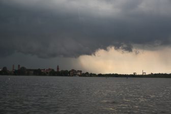 Sightseeing boat in a storm