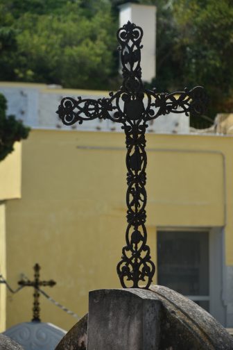 the cross on the way down to the beach where the film 'Il Postino' was filmed on Procida island in Italy