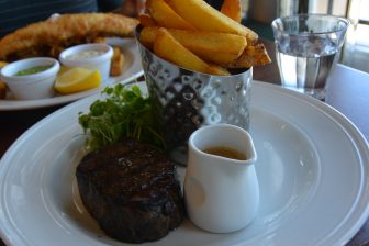 fillet steak of Trafalgar Tavern, a pub in Greenwich in London