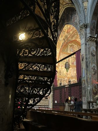 staircase within the Duomo of Monza and a part of Theodolinda's Chapel in Italy