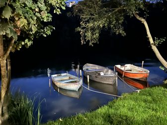 北イタリアのTrezzo sull'Adda で、アッダ川の夜景